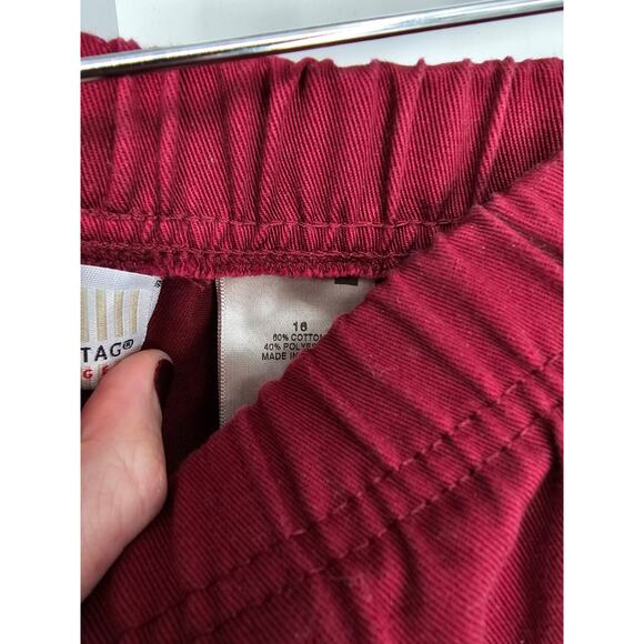 White Stag Red Cotton Blend Elastic-Waist High-Rise Twill Trouser Size 16 - Picture 4 of 5